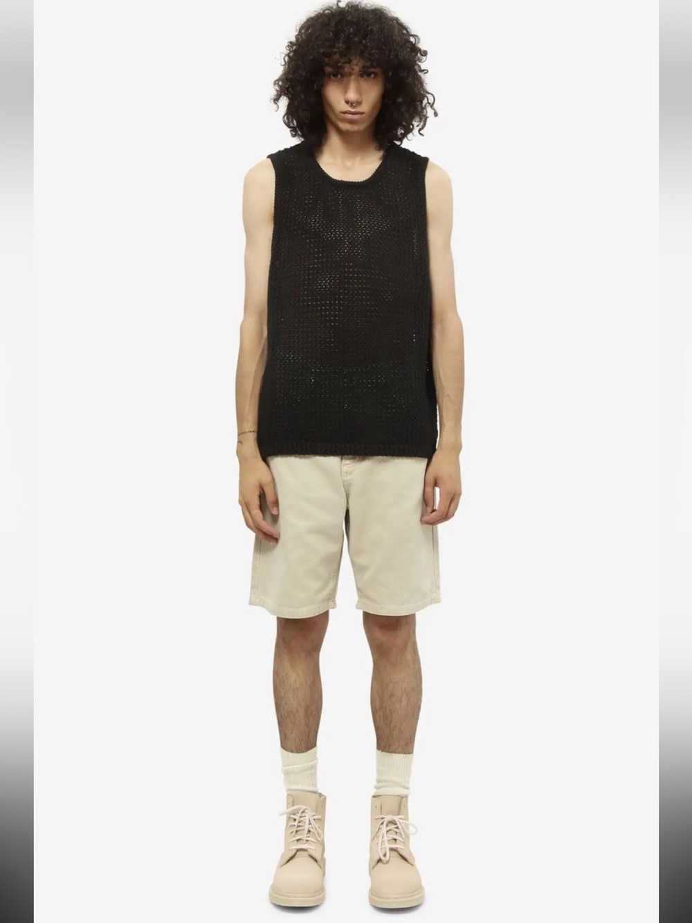 Stussy O’dyed Black Mesh Cotton Knit Tank Size Small NWT